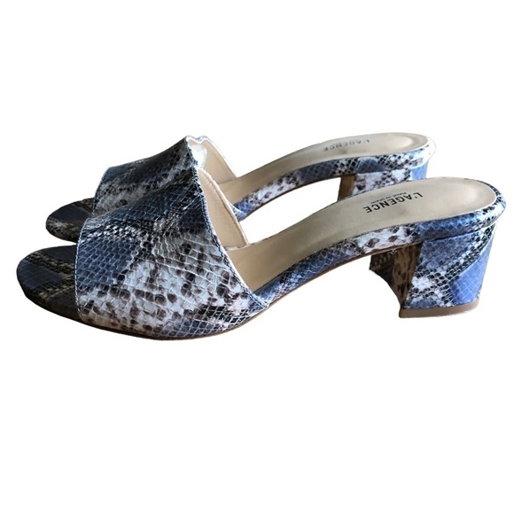 L’ Agence Emiliana Open Toe Mule Blue Snake Print 7.5 - Picture 3 of 12